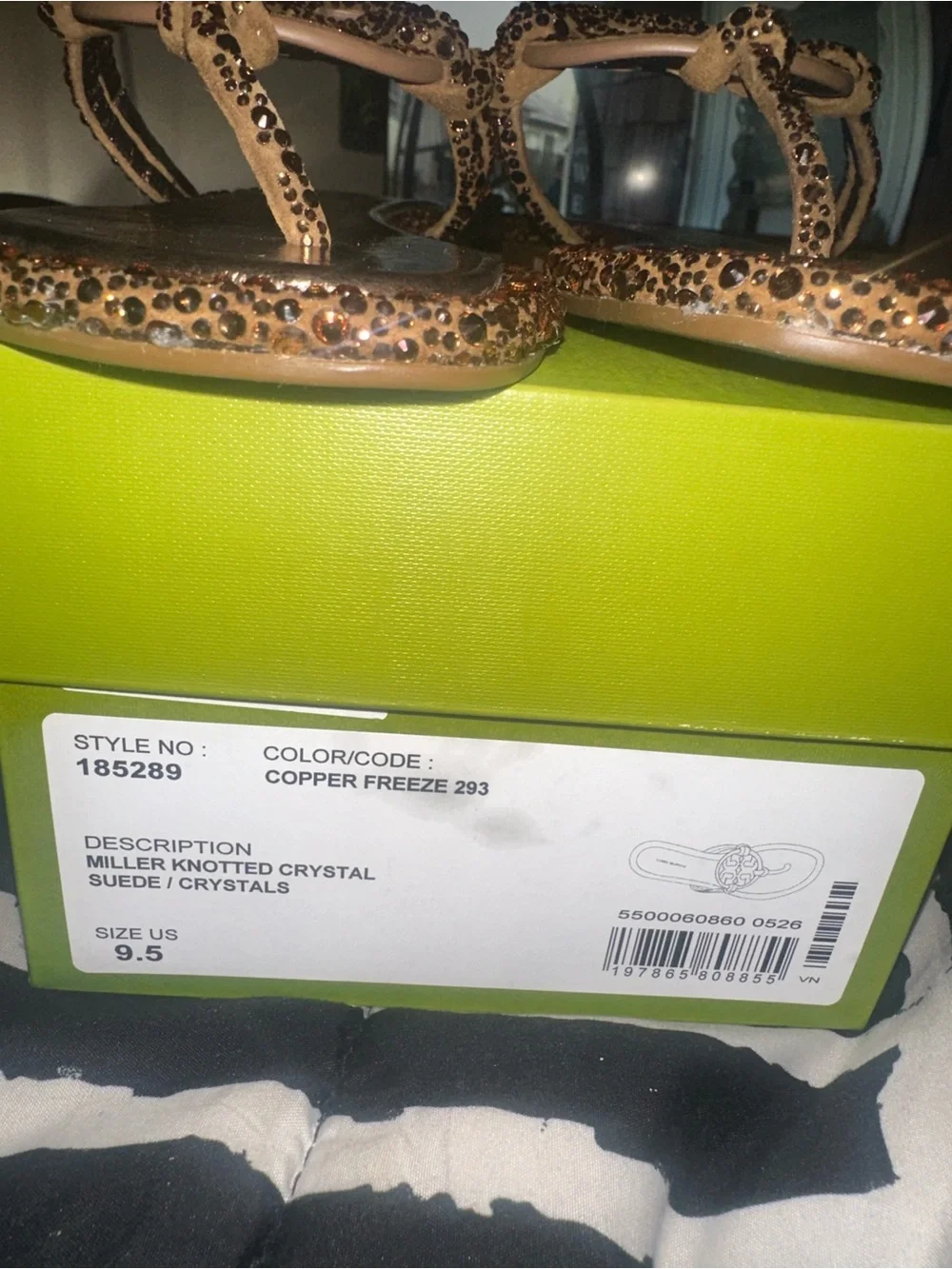 Tory Burch Tan Jeweled Miller Logo Thong Sandals